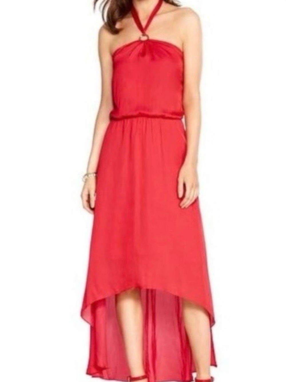 White House Black Market Red Halter High-Low Dress